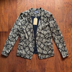 PJK Green Snakeskin Silky Blazer | Size XS
